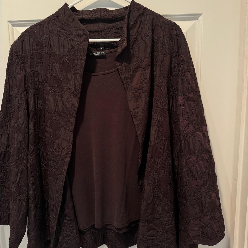 Eileen Fisher Silk Brown Tank + Jacket - Picture 5 of 14